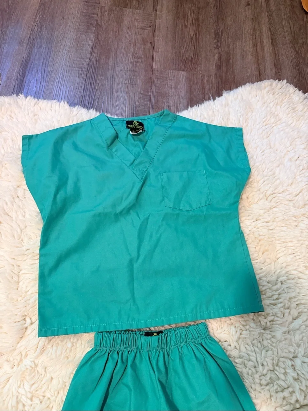 Teal Medical Scrub Top and Pants Set